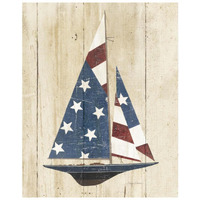 American Flag Sailboat -Paper Art-22"x26"