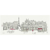 World Cafe II Paris Red -Paper Art-32"x14"