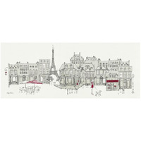 World Cafe II Paris Red -Paper Art-52"x22"