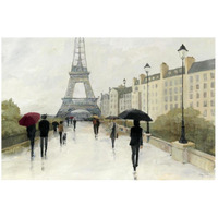 Eiffel in the Rain Marsala Umbrella -Paper Art-20"x14"