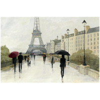 Eiffel in the Rain Marsala Umbrella -Paper Art-50"x34"