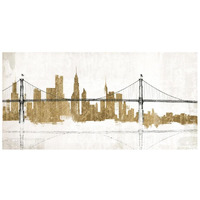 Bridge and Skyline Gold -Paper Art-26"x14"