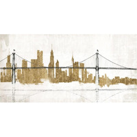 Bridge and Skyline Gold -Paper Art-38"x20"