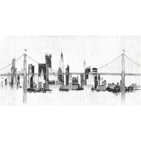 Bridge and Skyline Silver -Paper Art-62"x32"