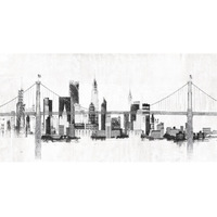 Bridge and Skyline Silver -Paper Art-74"x38"