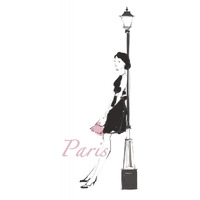 French Chic III Pink on White -Paper Art-22"x26"