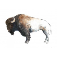 Colorful Bison Dark Brown -Paper Art-26"x22"