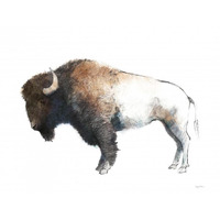 Colorful Bison Dark Brown -Paper Art-30"x24"