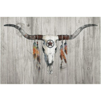 Longhorn on Wood -Paper Art-62"x42"