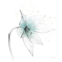 Teal Graphite Flower VIII -Paper Art-32"x32"