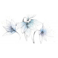 Blue Graphite Floral Trio -Paper Art-74"x38"