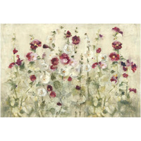 Hollyhocks Row Cool -Paper Art-62"x42"