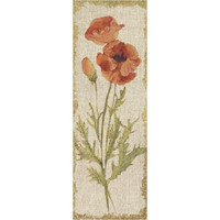 Poppy Panel on White Vintage -Paper Art-14"x38"