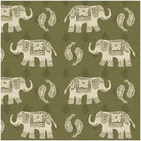 Woodcut Elephant Patterns -Paper Art-32"x32"