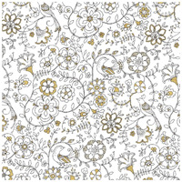 Color my World Birds Suzanis Pattern Gold -Paper Art-20"x20"