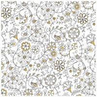 Color my World Birds Suzanis Pattern Gold -Paper Art-26"x26"