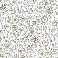 Color my World Birds Suzanis Pattern Gold -Paper Art-38"x38"