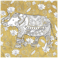 Color my World Elephant II Gold -Paper Art-20"x20"