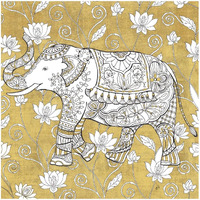 Color my World Elephant II Gold -Paper Art-32"x32"