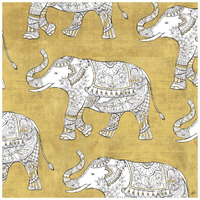 Color my World Elephant Pattern Gold -Paper Art-20"x20"