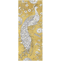 Color my World Ornate Peacock II Gold -Paper Art-14"x32"