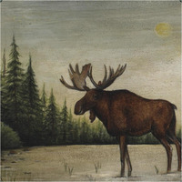 North Woods Moose II -Paper Art-38"x38"