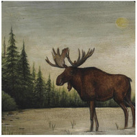 North Woods Moose II -Paper Art-42"x42"