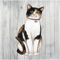 Country Kitty III on Wood -Paper Art-32"x32"