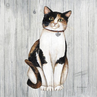 Country Kitty III on Wood -Paper Art-38"x38"