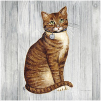 Country Kitty IV on Wood -Paper Art-26"x26"