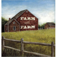 Weathered Barns Red with Words -Paper Art-22.9"x24"