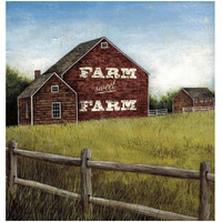 Weathered Barns Red with Words -Paper Art-30.5"x32"