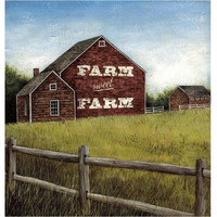 Weathered Barns Red with Words -Paper Art-36.2"x38"