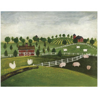 A Day at the Farm I Bright -Paper Art-50"x38"