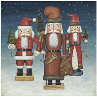 Santa Nutcrackers Snow -Paper Art-20"x20"