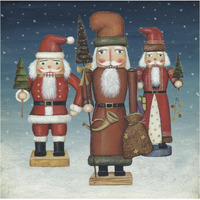 Santa Nutcrackers Snow -Paper Art-38"x38"