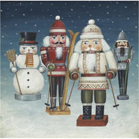 Skier Nutcrackers Snow -Paper Art-38"x38"