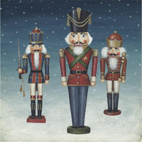 Soldier Nutcrackers Snow -Paper Art-38"x38"