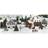 Christmas Valley Village Crop -Paper Art-32"x14"