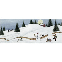 Christmas Valley Snowman Crop -Paper Art-32"x14"