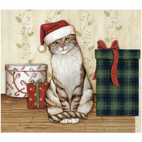 Christmas Kitty III -Paper Art-32"x28.4"