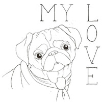 Puppy Love Pug -Paper Art-26"x26"