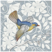 Arts and Crafts Birds III Tone on Tone -Paper Art-26"x26"