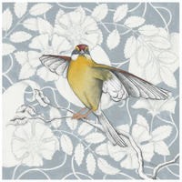 Arts and Crafts Birds IV Tone on Tone -Paper Art-26"x26"