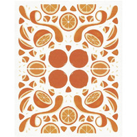 Retro Orange Otomi -Paper Art-18"x22"