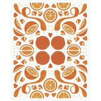 Retro Orange Otomi -Paper Art-22"x26"