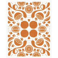 Retro Orange Otomi Monotone -Paper Art-18"x22"