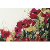 Poppies and Flowers on White -Paper Art-38"x26"