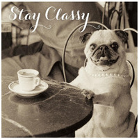 Cafe Pug Stay Classy -Paper Art-42&quotx42"