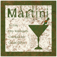 Cocktail Recipes - Martini -Paper Art-20"x20"